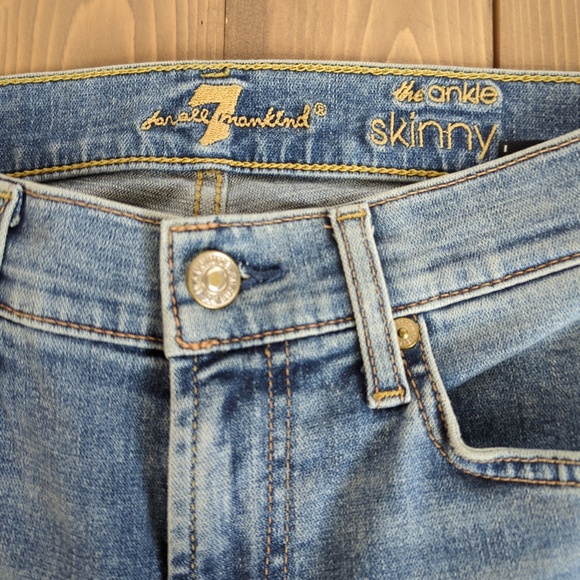 7 for all mankind The Ankle Skinny Split Raw Hem Jeans 25W - Picture 2 of 11